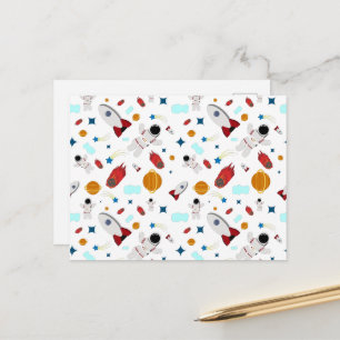 Kid's Outer Space & Astronaut Pattern Postcard