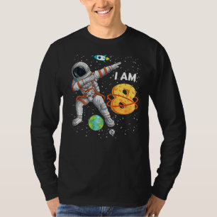 Kids Outer Space Cute Astronaut Dabbing 8th Birthd T-Shirt