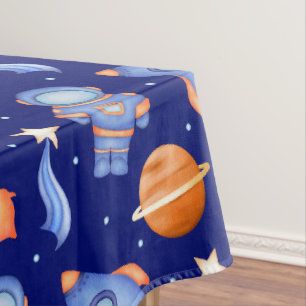 Kids Outer Space Rocket Ship & Astronaut Tablecloth