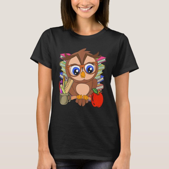 Kids Owl  Forest Animal Wise Bird School Student O T-Shirt (Front)