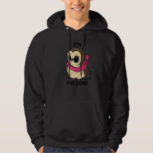 Kids Owl Girls Boys Pun Joke Bird I'm Owlsome 1 Hoodie