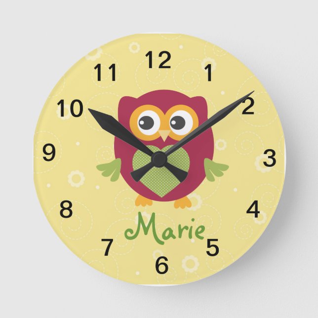 Kids Owl Wall clock (Front)