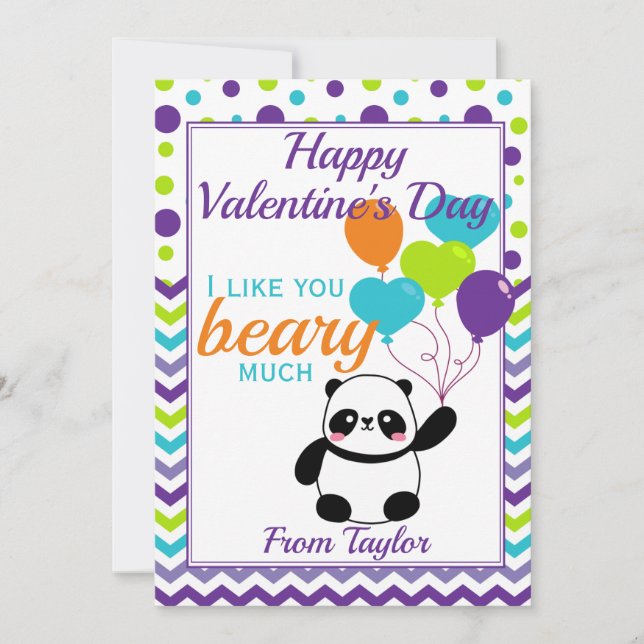 Kids Panda Valentine's Day Holiday Card (Front)