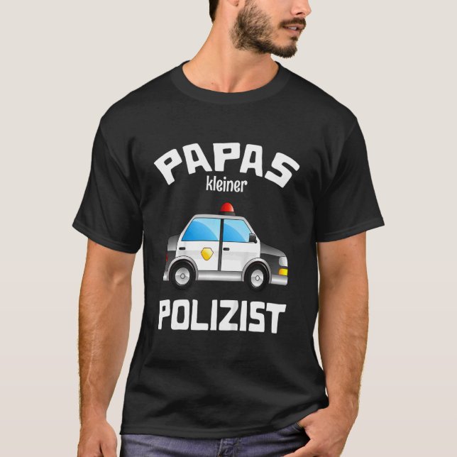 Kids Papas Little Police Officer  Police Car  Unif T-Shirt (Front)