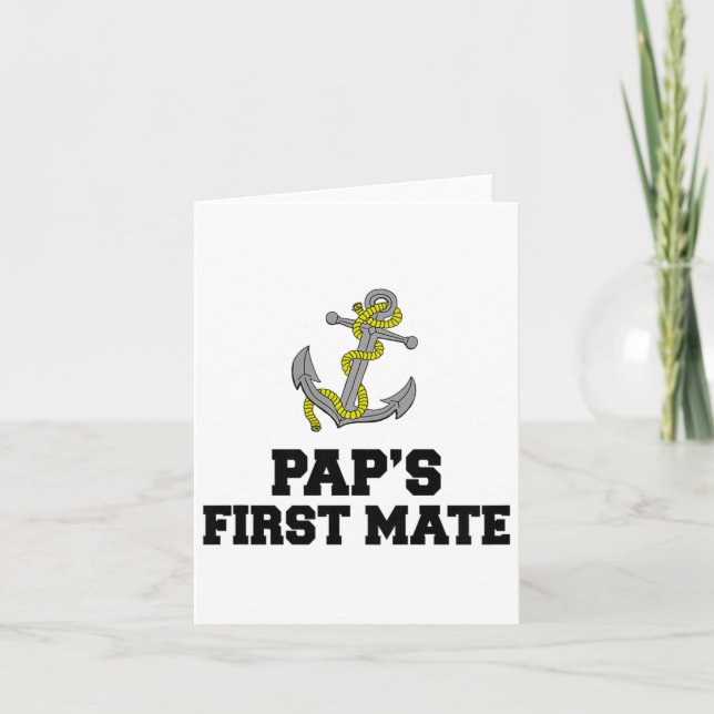 Kids Pap's First Mate Grandson Granddaughter Boat  Card (Front)