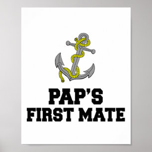 Kids Pap's First Mate Grandson Granddaughter Boat  Poster