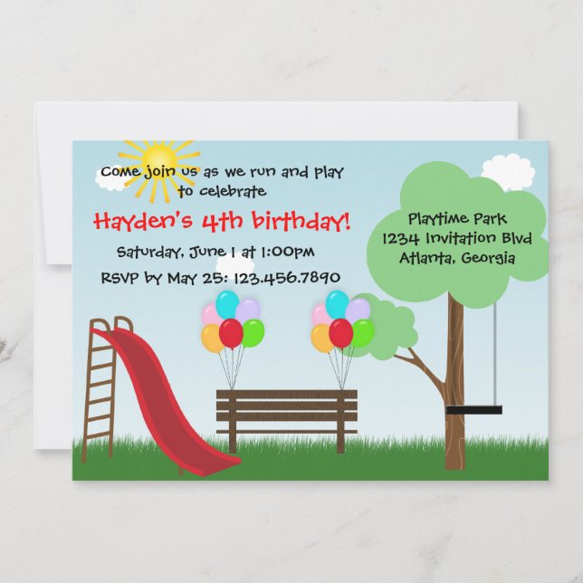 Kids Park Birthday Party Invitation (Front)