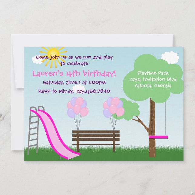 Kids Park Birthday Party Invitation (Front)