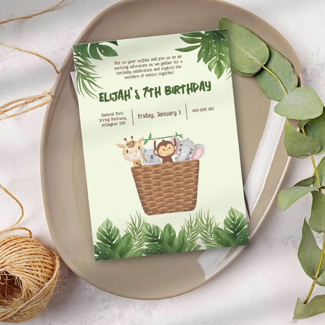 Kid's Park Green Nature Animals Cute Birthday Invitation (Creator Uploaded)