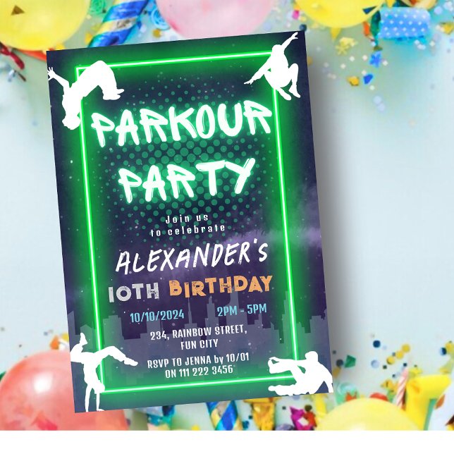 Kids Parkour Party Birthday Invitation (Kids Parkour Party Birthday Invitation)