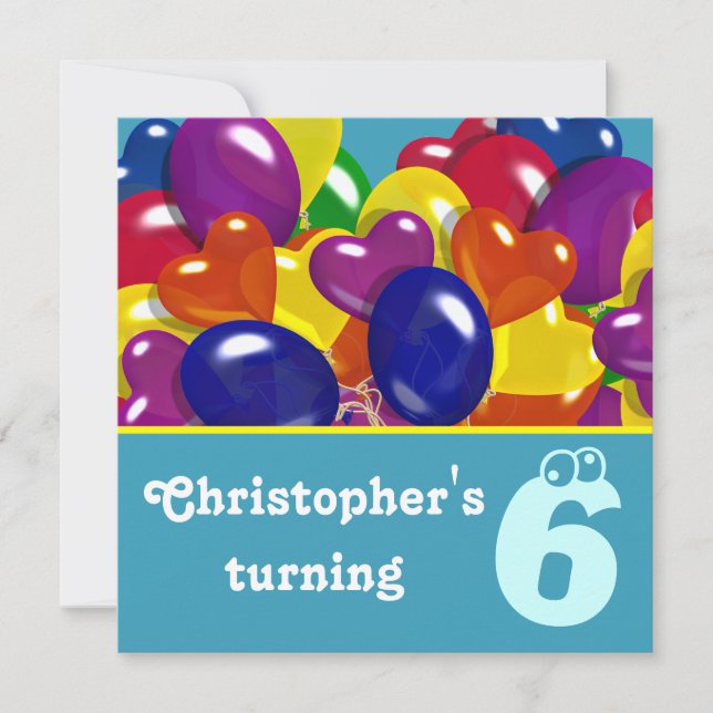 Kids party balloons any age invitation (Front)