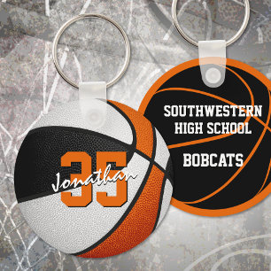 kids party favours black orange basketball key ring