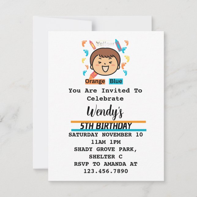 Kids Party Invitation Footprints (Front)
