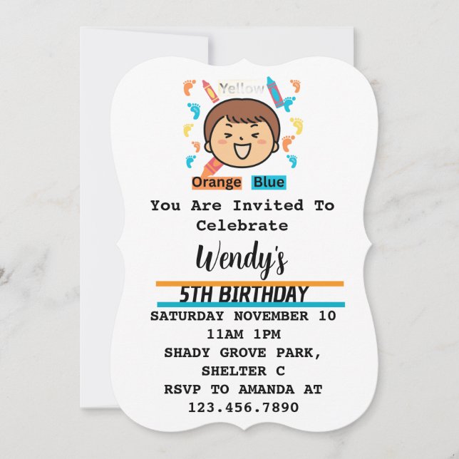 Kids Party Invitation Footprints (Front)