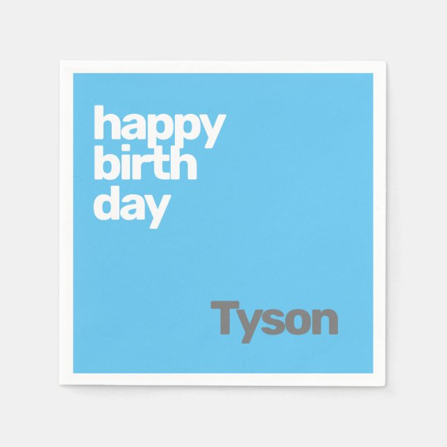 kids party napkin Happy Birthday minimal simple (Front)