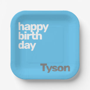 kids party paper plate Happy Birthday minimal