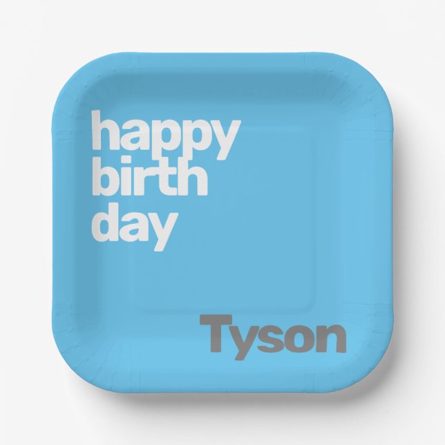 kids party paper plate Happy Birthday minimal  (Front)