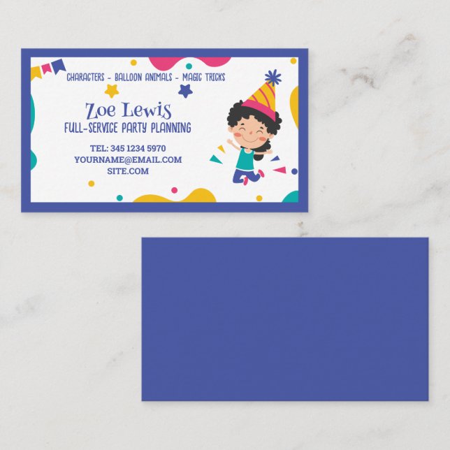 Kids Party Planner Business Card (Front/Back)