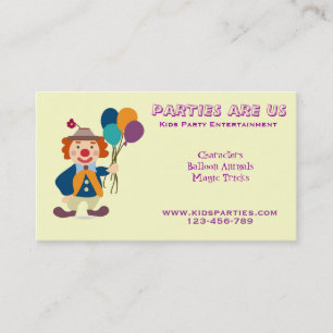 Kids Party planner entertainment freelance Business Card