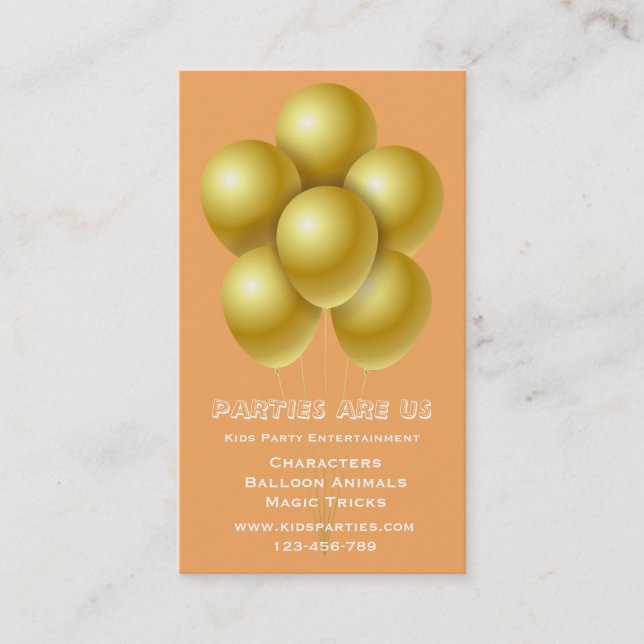 Kids Party planner entertainment freelance Business Card (Front)