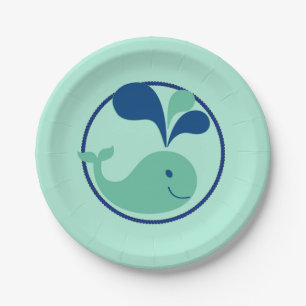 Kid's Party Spouting Whale Cartoon Paper Plate