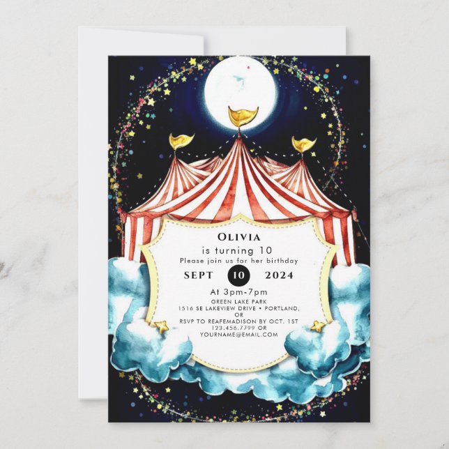 Kids Pastel Circus Birthday Invitation (Front)
