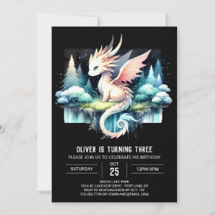 Kids Pastel Dragon Birthday Invitation