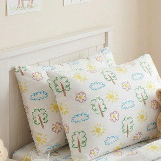 Kids Pastel Nature Tree Cloud Sun Woodland Pillowcase
