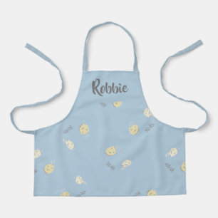 Kids pattern on blue apron