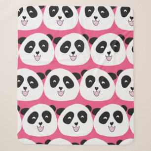 Kids pattern Panda bear seamless vintage repeat. C Sherpa Blanket