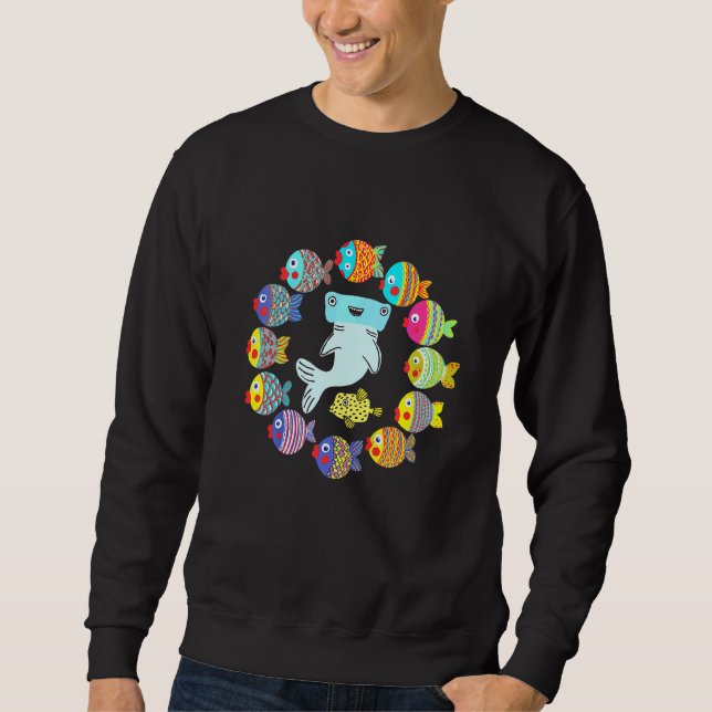 Kids Pattern Small Colourful Fish Cute Hammerhead  Sweatshirt (Front)