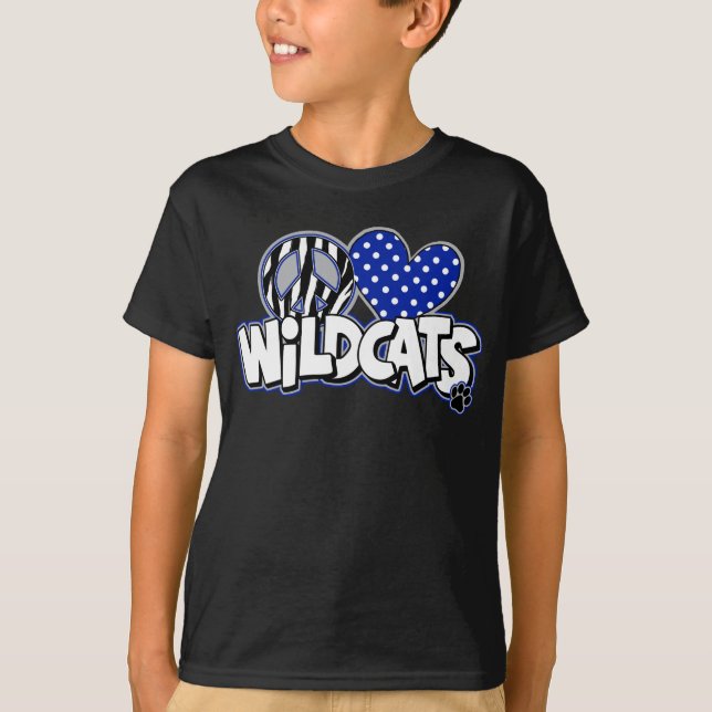 KIDS PEACE LOVE Wildcats SS Black Tee (Front)