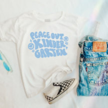 Kids Peace Out Kindergarten T-shirt in Blue