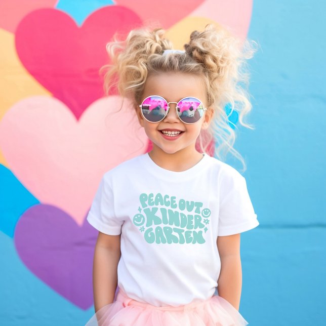 Kids Peace Out Kindergarten T-shirt in Teal (Creator Uploaded)