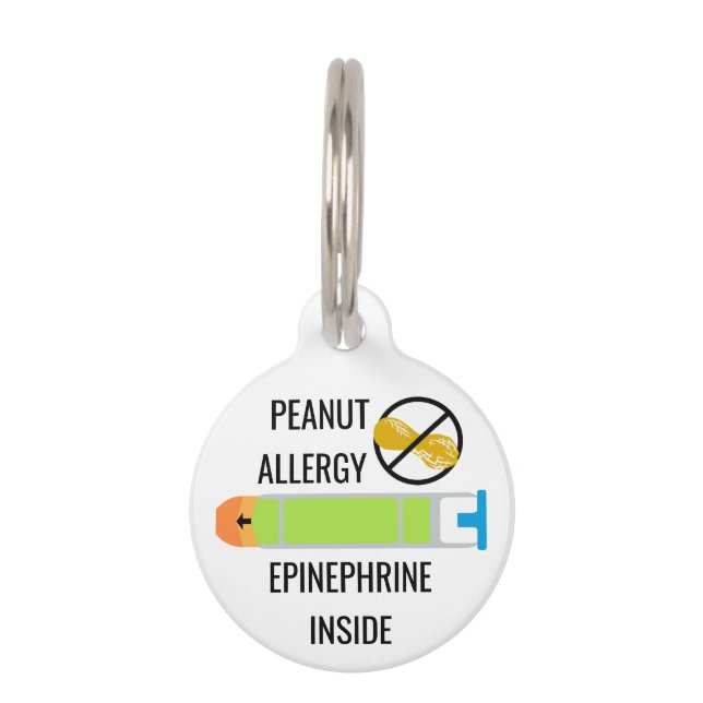 Kids Peanut Allergy Epinephrine Inside Emergency Pet Tag (Front)