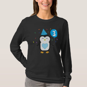 Kids Penguin Balloon 3rd Birthday Party Cake Wild T-Shirt