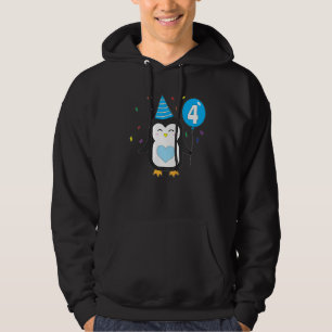 Kids Penguin Balloon 4th Birthday Party Cake Wild Hoodie