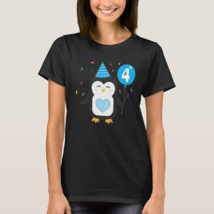 Kids Penguin Balloon 4th Birthday Party Cake Wild  T-Shirt