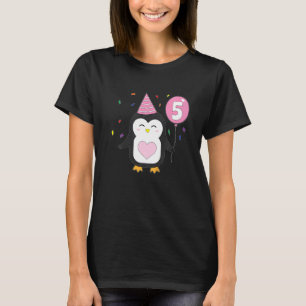 Kids Penguin Balloon 5th Birthday Party Cake Wild T-Shirt