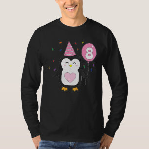 Kids Penguin Balloon 8th Birthday Party Cake Wild T-Shirt