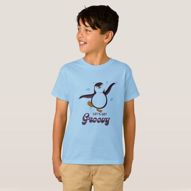Kids: Penguin Boogie: Let's Get Groovy! (Kids Tee) T-Shirt (Front Full)