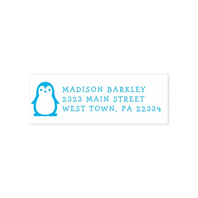Kids Penguin Cute Return Address Stamp (Design)