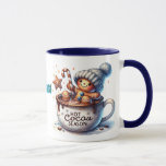 Kids Person Cocoa Mug<br><div class="desc">A Cute Personalise Combo Blue Mug With Gingerbread Cookie In Hot Cocoa</div>