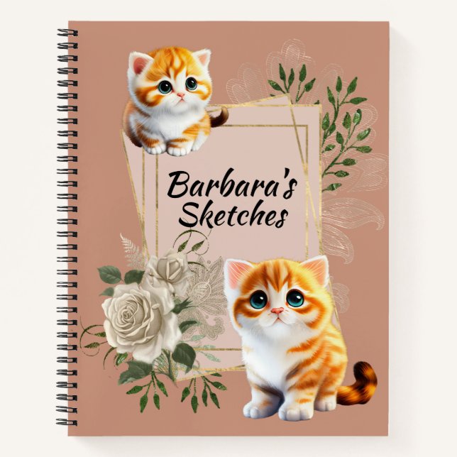 Kids Personalise Feline Sketch Notebook (Front)