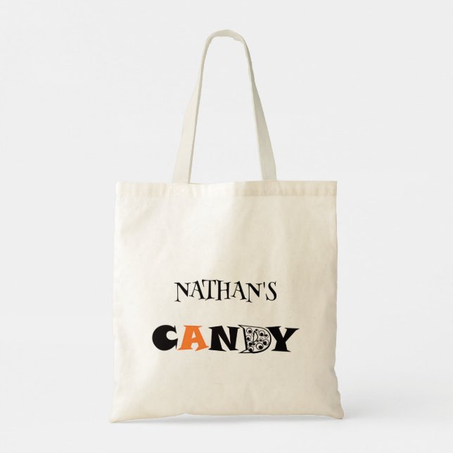 Kids Personalise Halloween Trick or Treat Tote Bag (Back)
