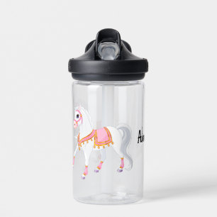 Kids Personalise White Pony Water Bottle