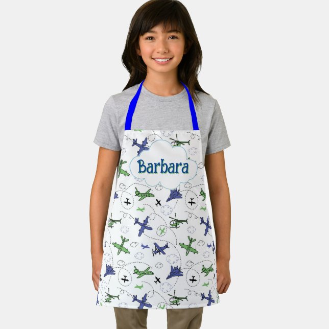 Kids Personalised Aeroplane  Apron (Insitu)