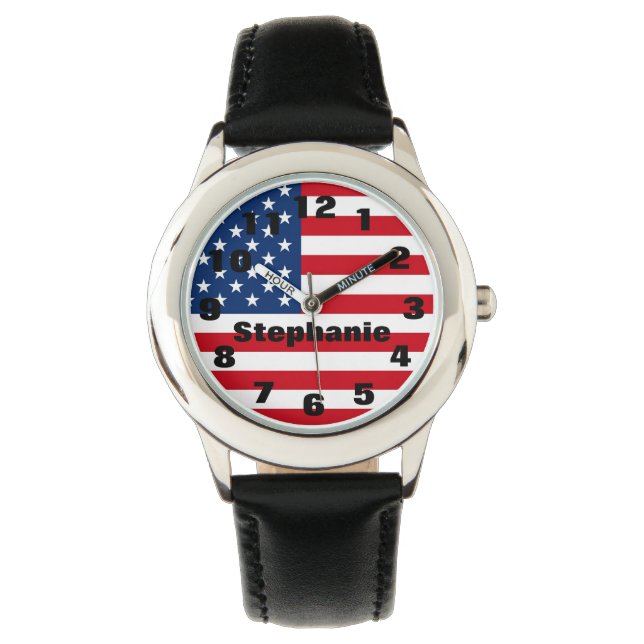 Kid's Personalised American Flag Watch (Front)