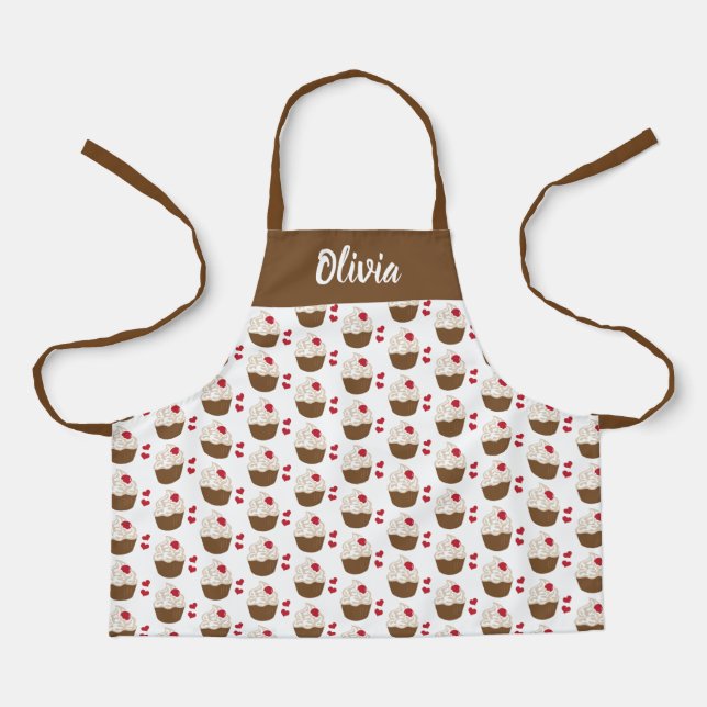 Kids' Personalised Apron | Cupcake All-Over Print  (Front)