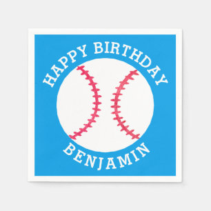 Kids Personalised Baseball Happy Birthday Sports Napkin